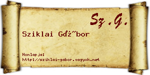 Sziklai Gábor névjegykártya